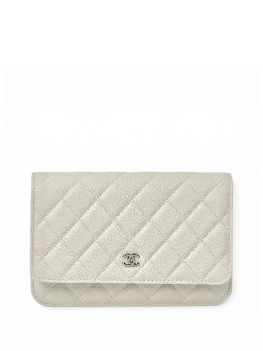 CHANEL сумка Woc кожа икра в клетку молочная серебро СК-01253