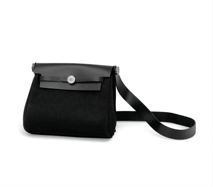 HERMES Herbag Mini 20 см текстиль черная серебро СК-01073