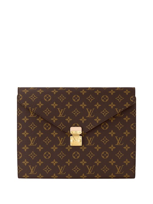 LV папка Travel Storage Bag коричневая канва монограмм золото ПК-00781