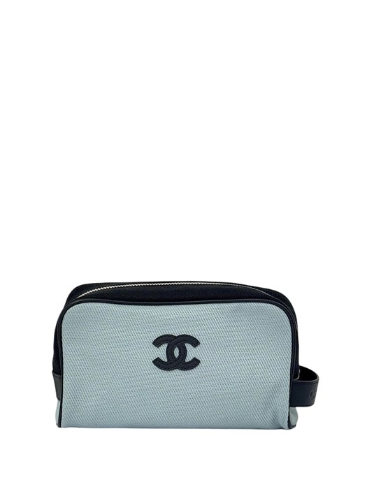 CHANEL косметичка текстиль голубая маленькая НС-01711