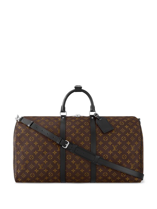 LV дорожная сумка Keepall 55 см коричневая монограмма черная кожа ДС-1894