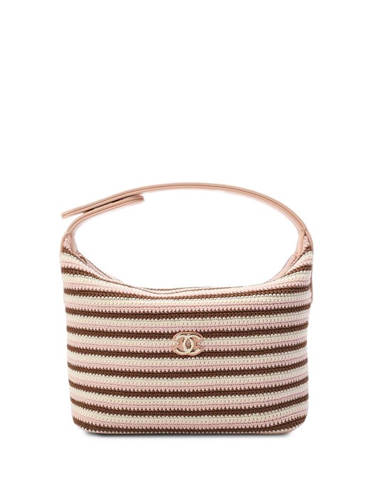 CHANEL Сумка Hobo Clutch текстильная розовая золото СК-01643