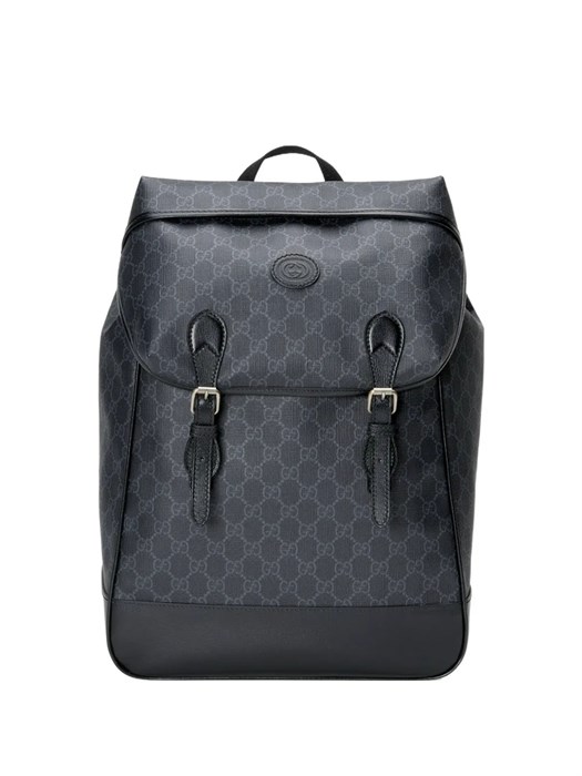 GUCCI Рюкзак синий канва монограмма с клапаном и карманом на молнии РК-0287