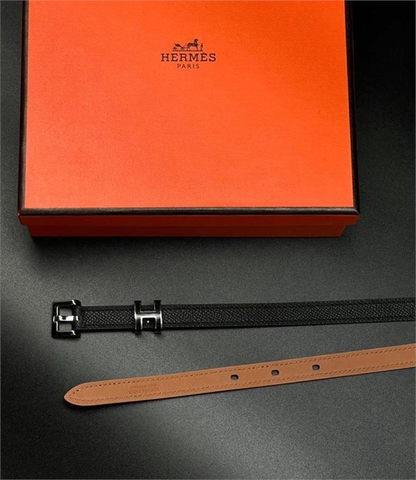 HERMES ремень 1,5 см коричневый серебро РМ-00549