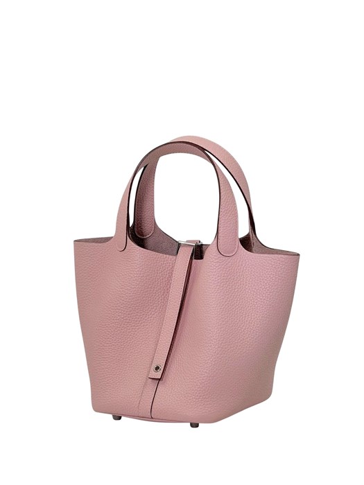 HERMES Picotin 18 см сумка розовая кожа того серебро СК-00498