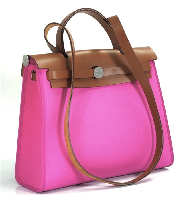 HERMES Herbag 31 см текстиль розовая СК-00337