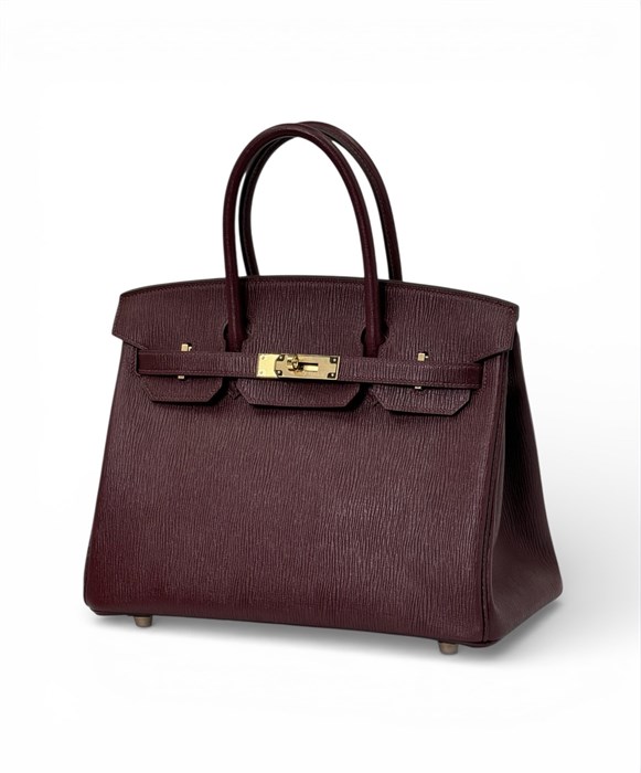 HERMES сумка Birkin 30 см лимитка кожа бордовая золото СК-00829