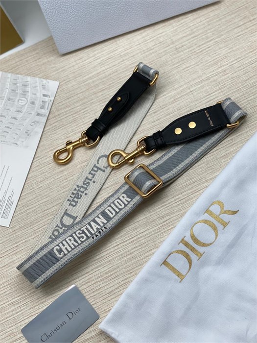 DIOR ремень для сумки текстиль белый с серой полосой тонкий РМ-8701