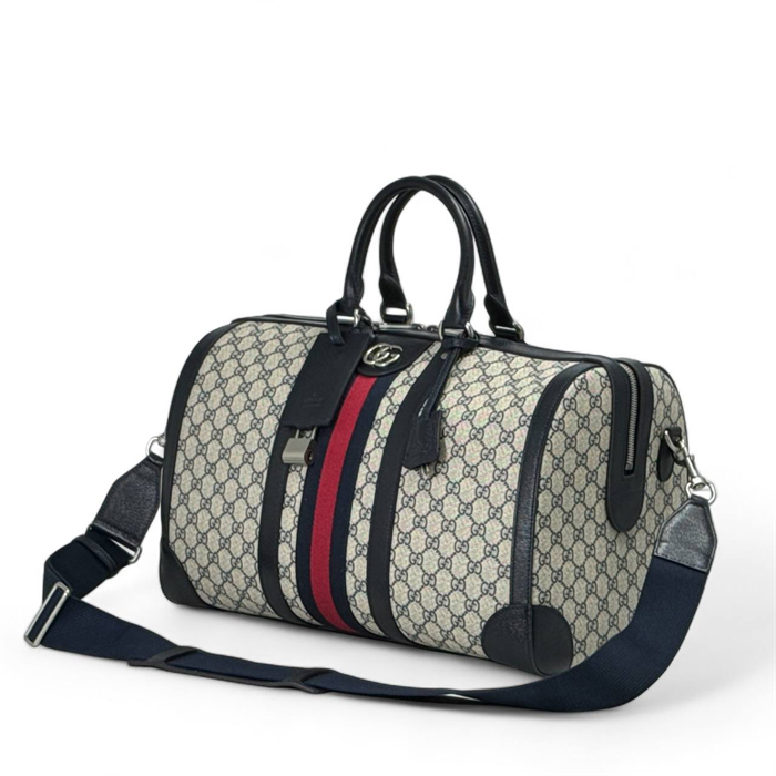 GUCCI дорожная сумка бежевая канва монограмма с отделкой из черной кожи ДС-1881