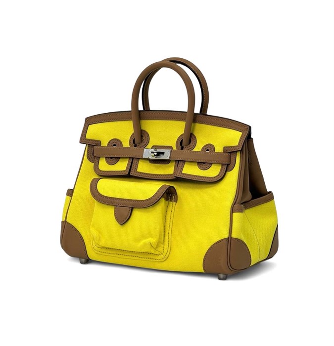 HERMES Birkin Cargo 25 см сумка желтая серебро СК-00403