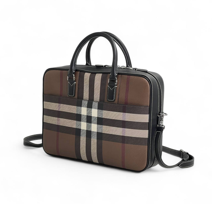 BURBERRY портфель канва коричневая клетка ПР-0767