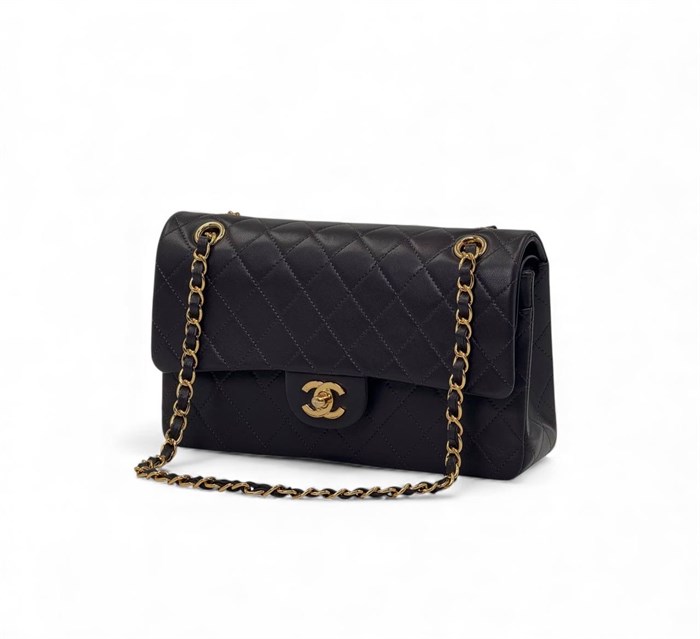 CHANEL сумка 2.55 гладкая кожа в клетку 25 см фиолетовая золото СК-00286
