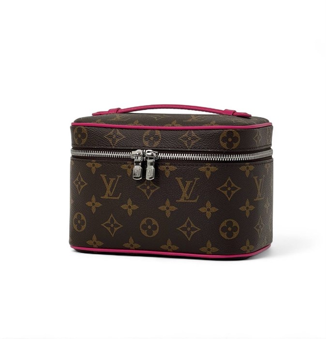 LV косметичка Nice коричневая монограмма розовая ручка маленькая НС-00280