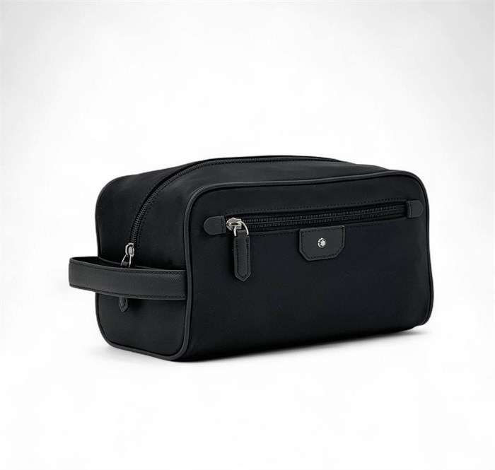 MONTBLANC несессер широкий  из нейлона с ручкой на боку с одной молнией и доп карманом НС-0539
