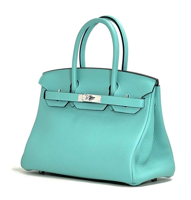 HERMES сумка Birkin полуручная кожа Того 30 см мятный серебро СК-00422