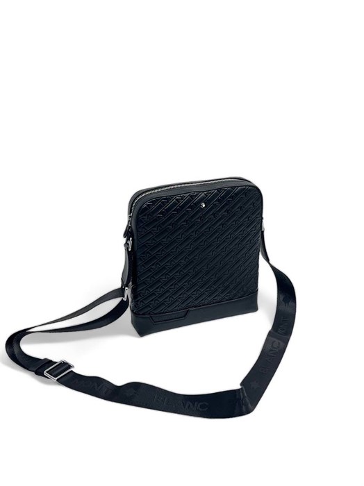 MONTBLANC SOFT мессенджер черная кожа тисненная монограмма МС-0863