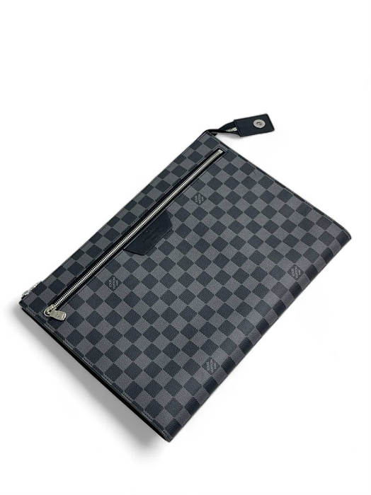LV папка А4 Клатч Pochette 24H серая шашка канва ПК-1577