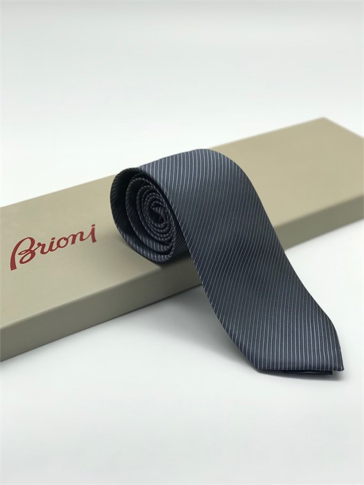 BRIONI галстук в полоску серый ГЛ-0831
