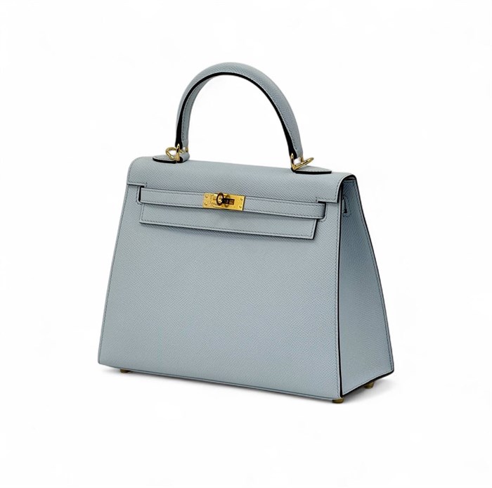 HERMES сумка Kelly кожа Эпсом 25 см голубая золото СК-00409