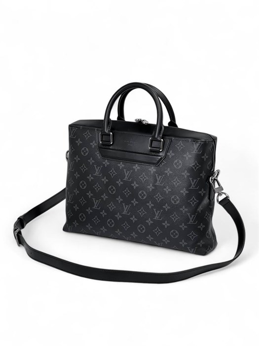 LV Портфель канва серая монограмма со вставкой из черной кожи ПР-0403