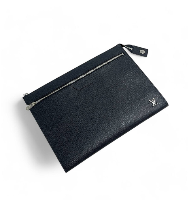 LV папка А4 Клатч Pochette 24H черная кожа Тайга ПК-1578