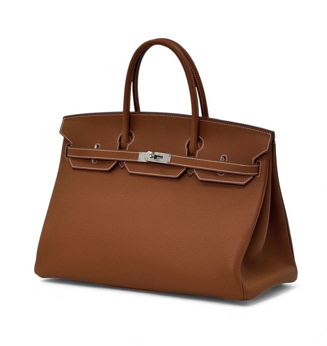 HERMES сумка Birkin кожа Того 40 см Кэмел серебро СК-00424