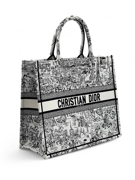 DIOR сумка Book Tote текстиль 42 см черно-белая Париж СК-00278