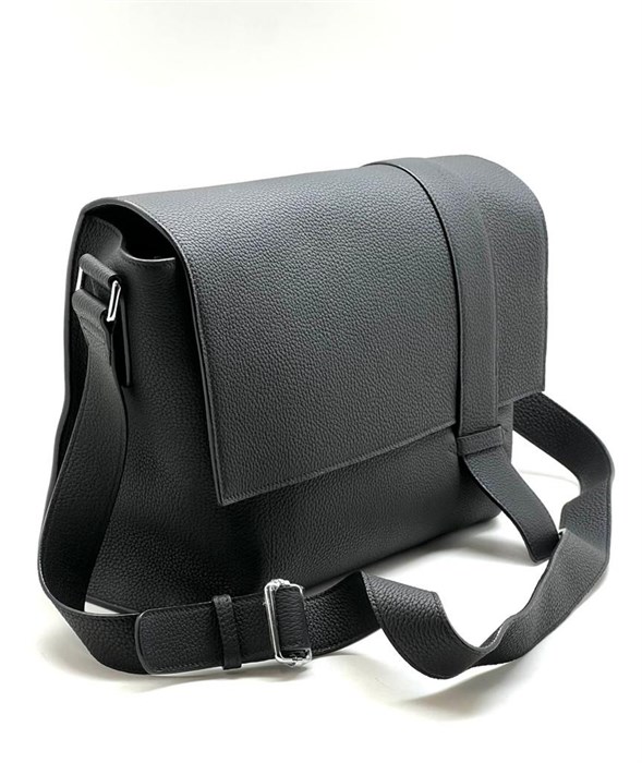 HERMES мессенджер с клапаном кожа Того хлястик черный МС-1266