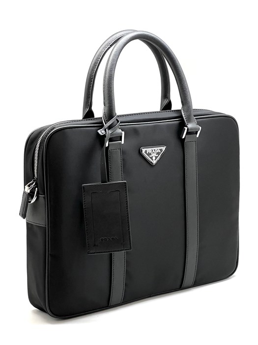 PRADA портфель нейлон черный кожа две полосы ПР-0502
