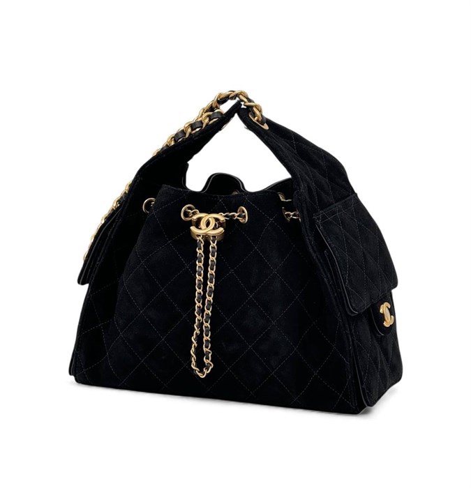 CHANEL сумка Hobo замша черная золото СК-00290