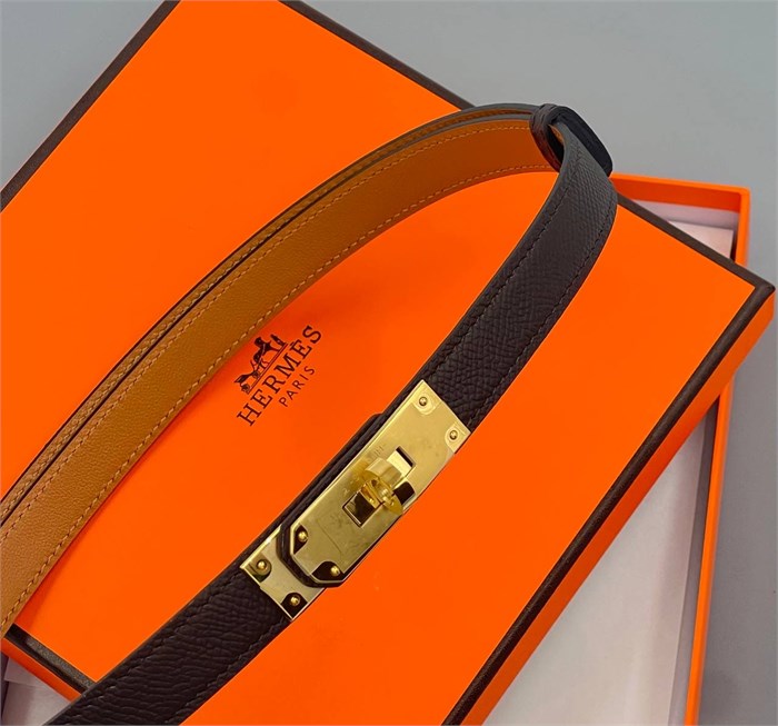 HERMES ремень Келли шоколадный золото РМ-00203