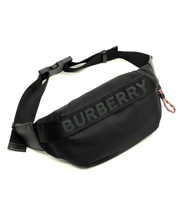 BURBERRY поясная сумка нейлоновая черная с вышитой надписью BURBERRY СЛ-2578