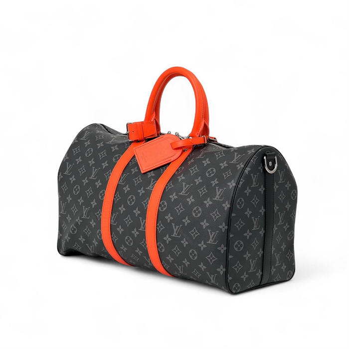 LV дорожная сумка 45 см серая монограмма оранжевая кожа с кожаным плечевым ремнем ДС-2622