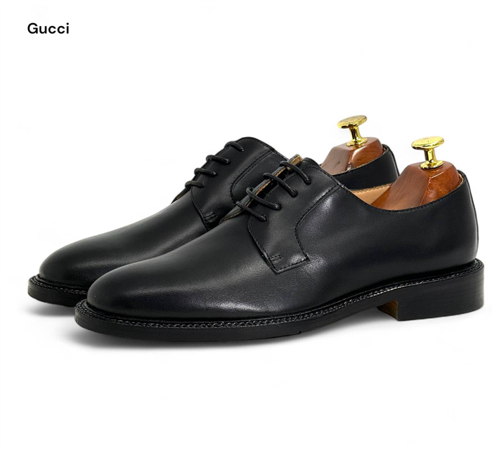 GUCCI туфли классические на шнуровке из черной гладкой кожи ОК-2210