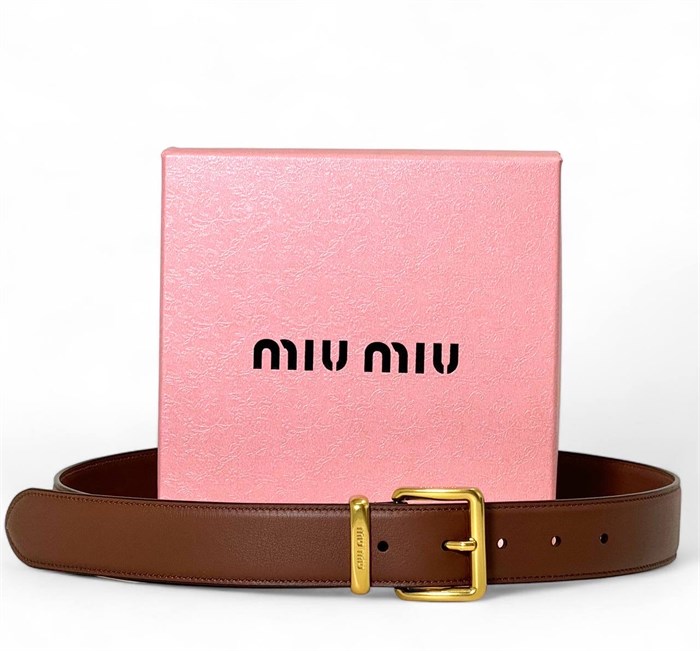MIU MIU ремень рыжий кожа золотая пряжка РМ-00226