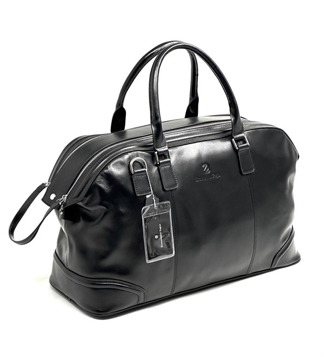 Ermenegildo Zegna дорожная сумка гладкая кожа две молнии черная ДС-1693