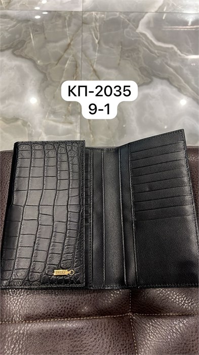 ZILLI купюрница из черной кожи крокодила логотип золото снаружи КП-2035
