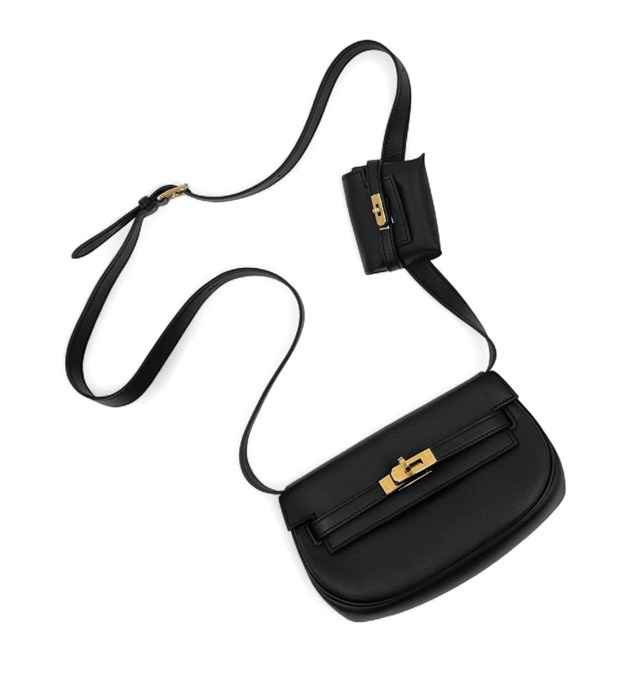 HERMES сумка Kelly Moove 19 см гладкая кожа черная золото СК-00455