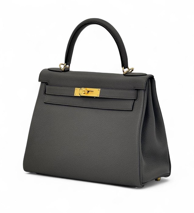 HERMES сумка Kelly кожа Того 28 см серая фурнитура золото СК-9965