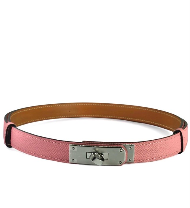 HERMES ремень Келли эпсом розовый серебро РМ-00541