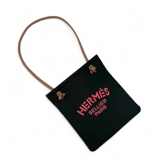 HERMES сумка шоппер черный текстиль СК-00567