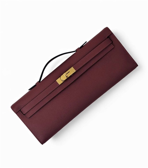 HERMES клатч эпсом бордовый золото СК-00620