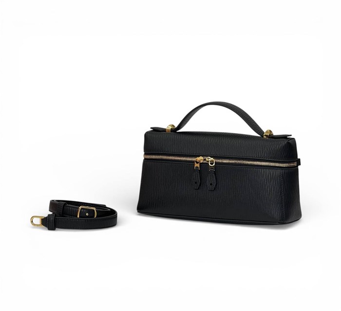 LORO PIANA сумка средняя кожа эпи черная золото СК-00701