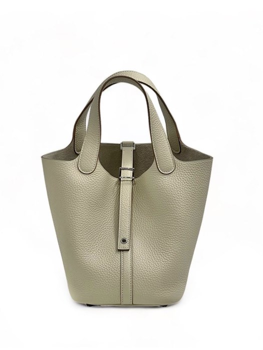 HERMES Picotin 18 см сумка молочная серебро СК-00334
