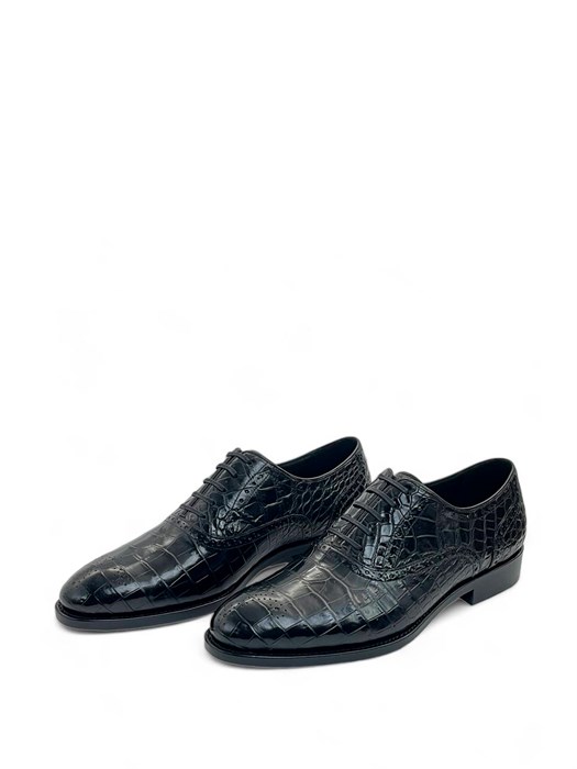 BRIONI туфли крокодил черные с перфорацией ОК-2217