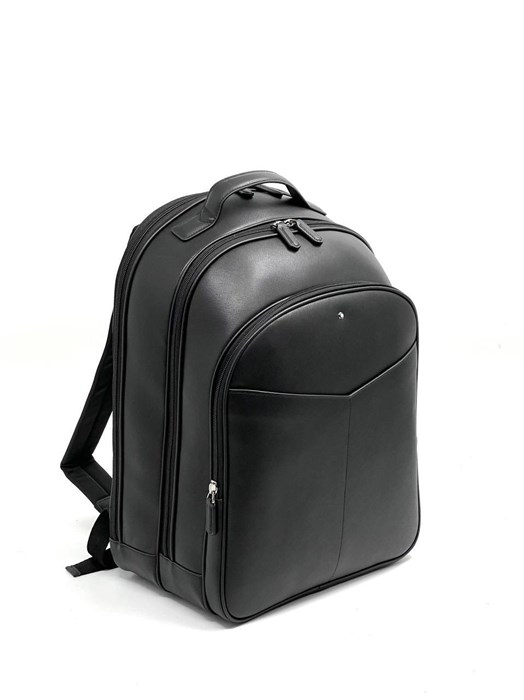 MONTBLANC рюкзак из черной гладкой кожи с двумя большими отделениями и большим карманом на молнии РК-0840