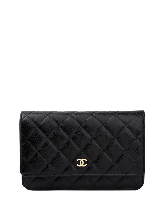 CHANEL сумка Woc кожа икра в клетку черная золото СК-9779