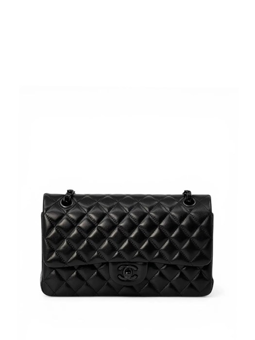 CHANEL сумка 2.55 гладкая кожа в клетку 25 см черная черная СК-01429