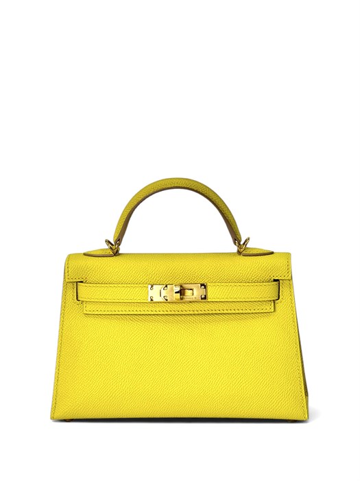 HERMES сумка mini Kelly 19 см кожа Эпсом желтая золото СК-01577