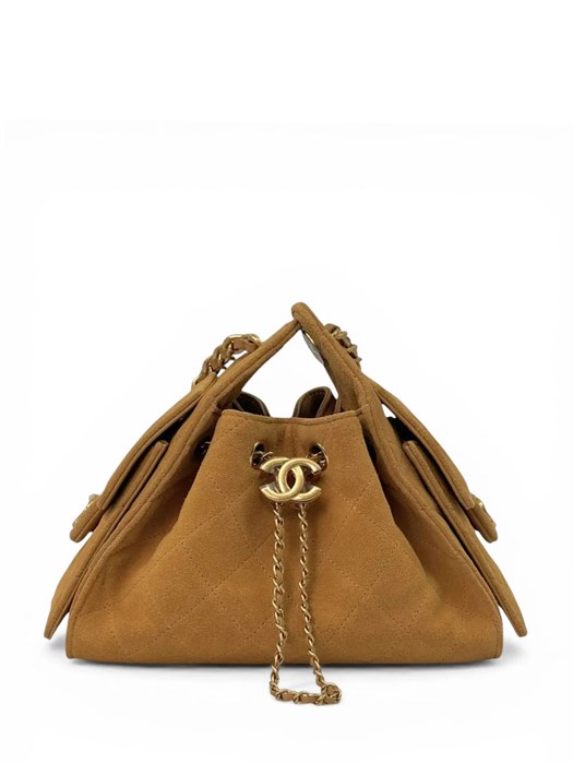 CHANEL сумка Hobo 22 см замша песочная золото СК-01248